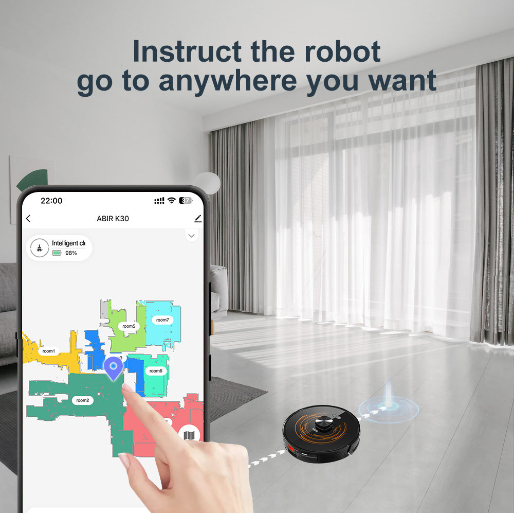 ABIR K30 Robot Vacuum Cleaner Auto Empty UV Clean instruct the robot to go anywhere you want