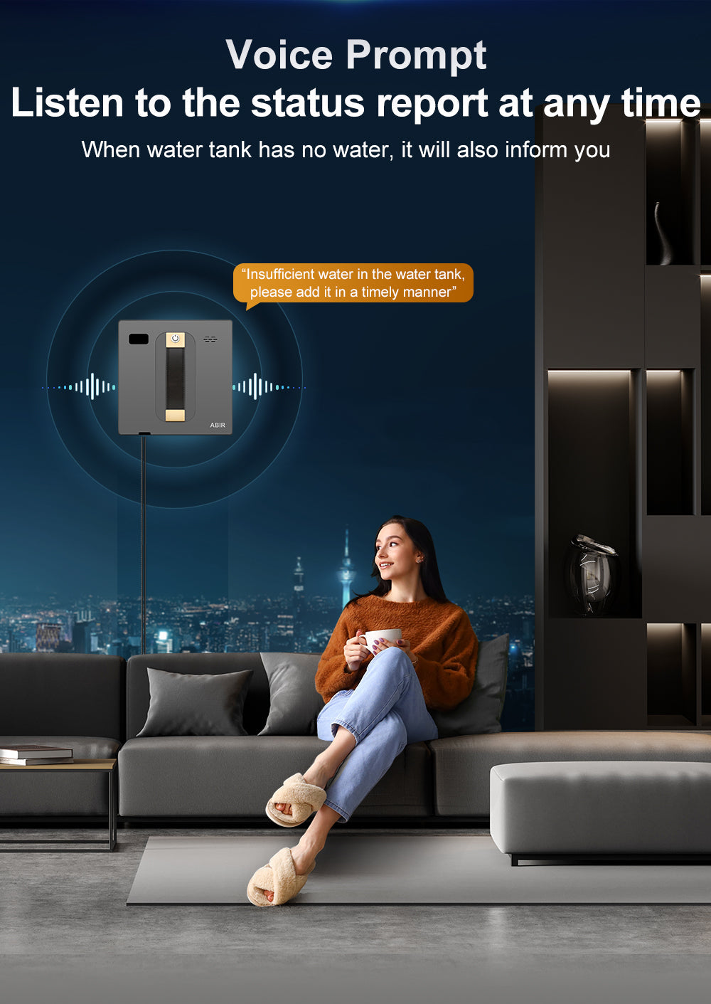 ABIR WD8 Robot Window Cleaning Robot Dual Spray Laser Navigation voice prompt