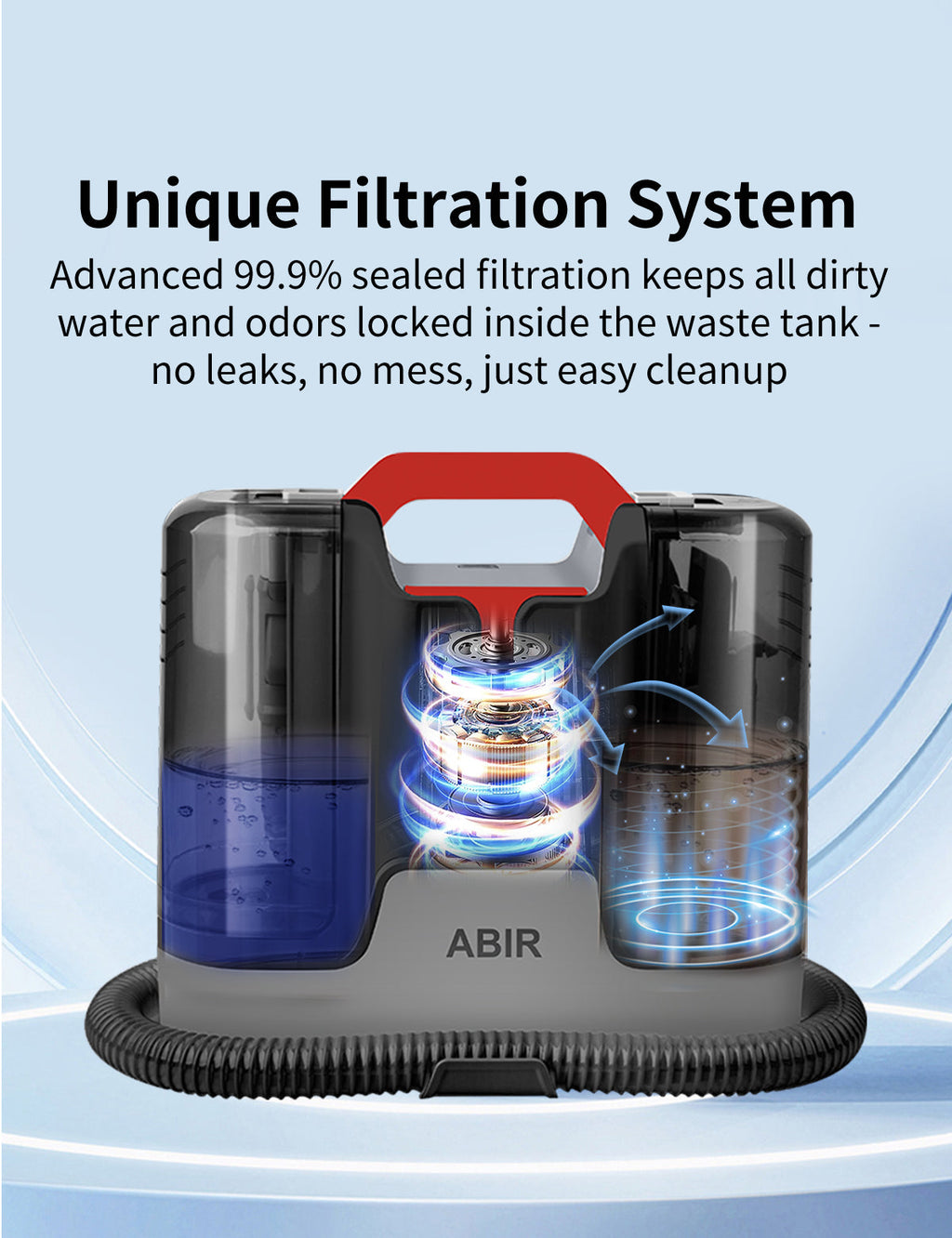 ABIR G80 Handheld Carpet Cleaner 15000Pa Wet Dry Vacuum unique filtration system
