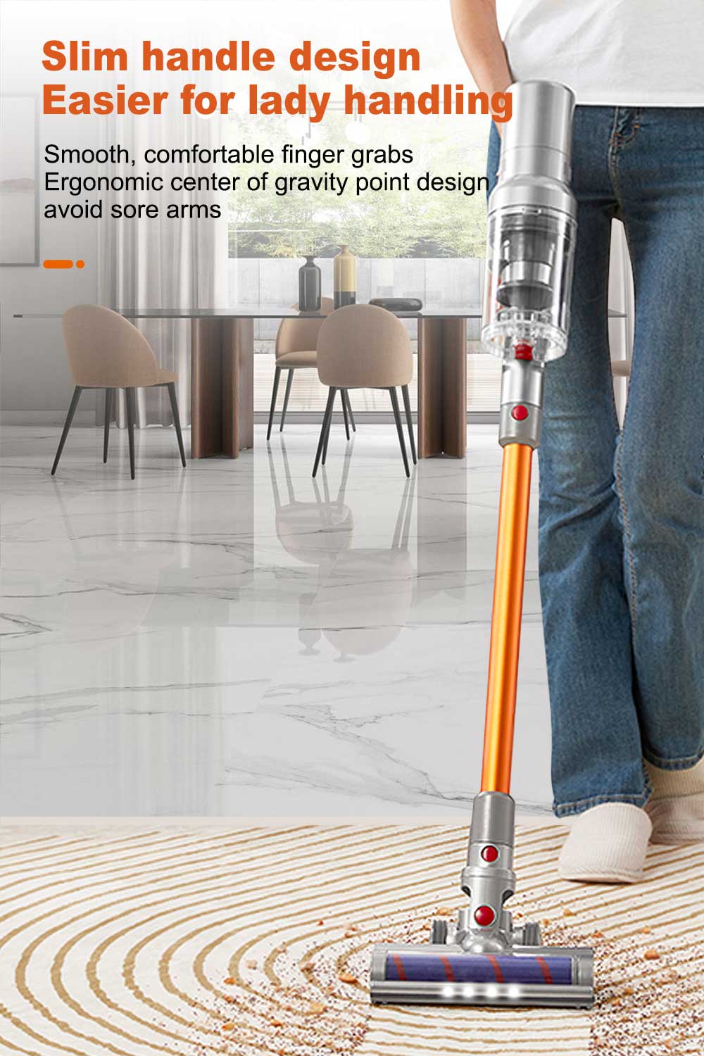 ABIR VC205 Cordless Handheld Vacuum Cleaner 27000Pa Touch Screen slim handle design