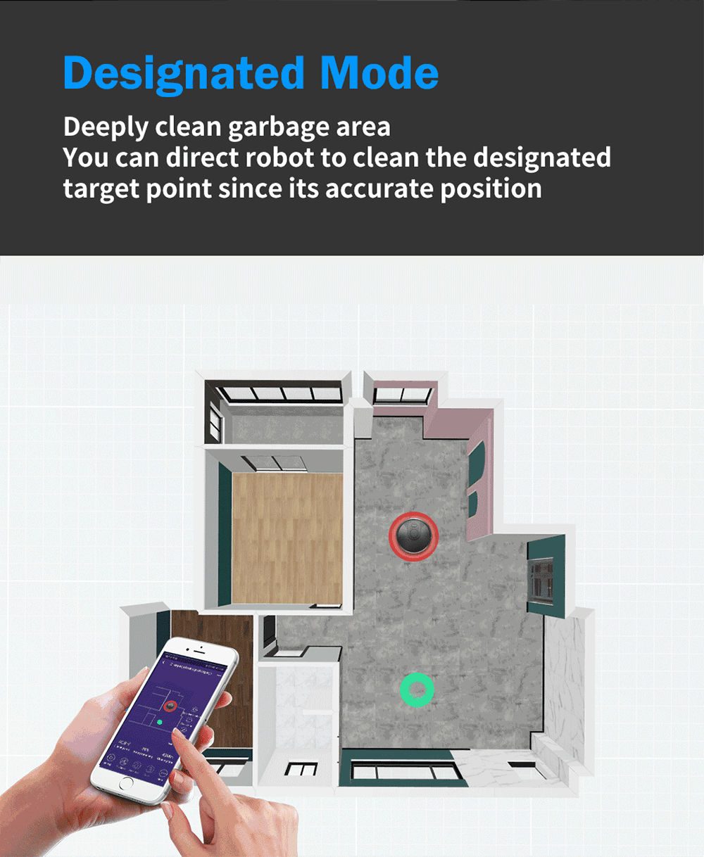 ABIR X6 Robot Vacuum Cleaner Standard and PRO designated mode