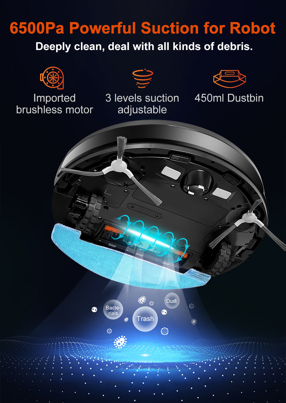 ABIR X9 Robot Vacuum Cleaner Laser Lidar UV Clean 6500pa powerful suction for robot