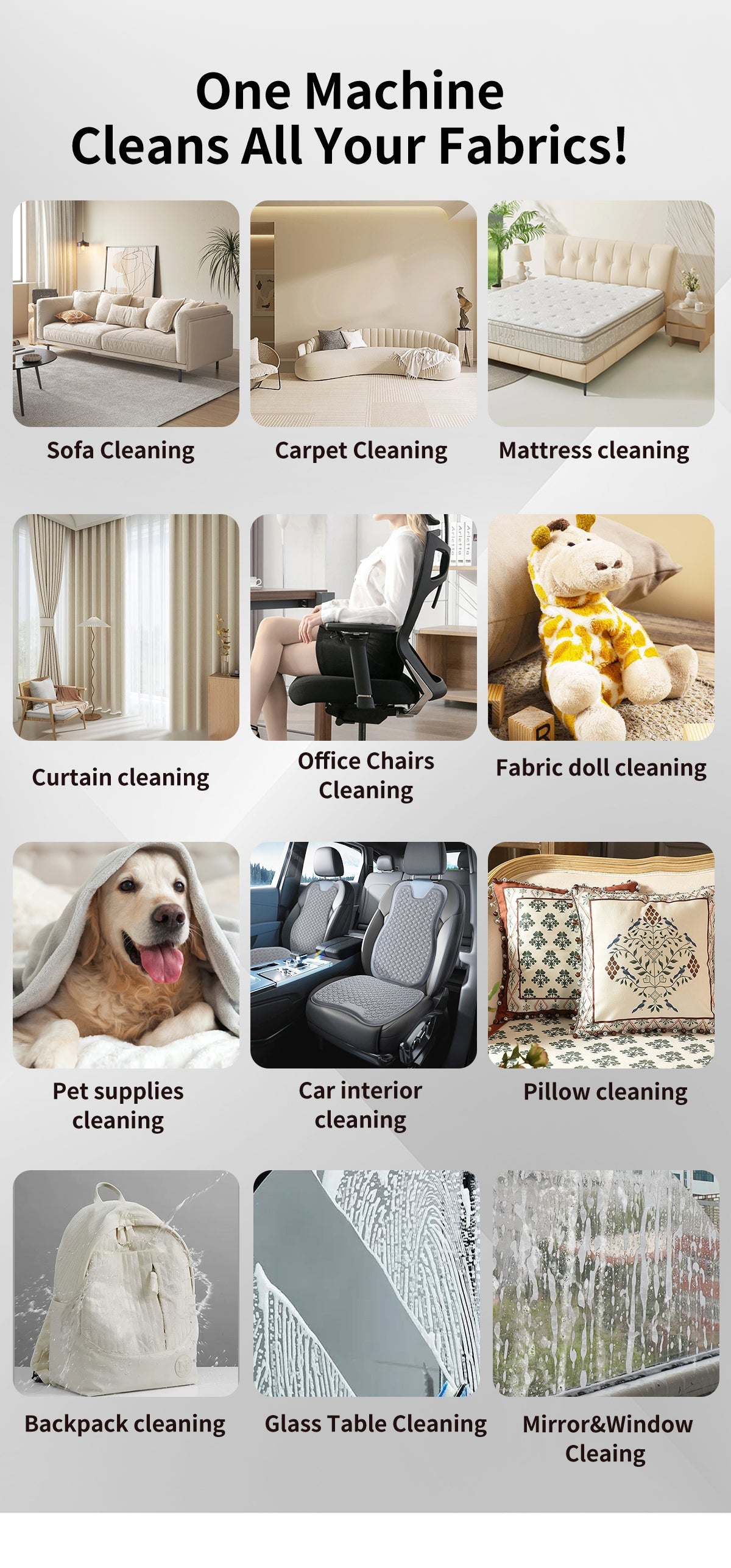 ABIR G80 Handheld Carpet Cleaner 15000Pa Wet Dry Vacuum our machine cleans all your fabrics