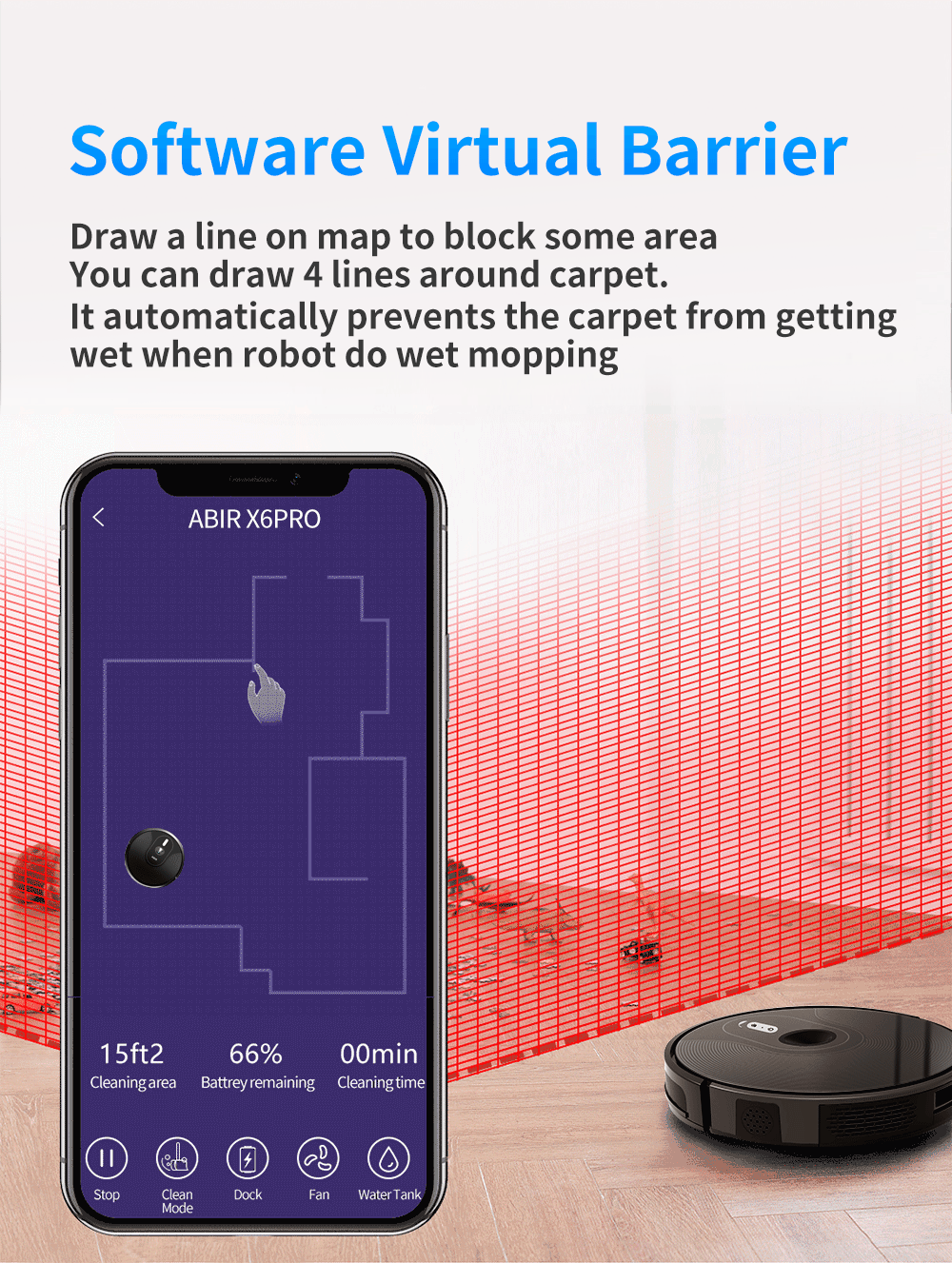 ABIR X6 Robot Vacuum Cleaner Standard and PRO software virtual barrier