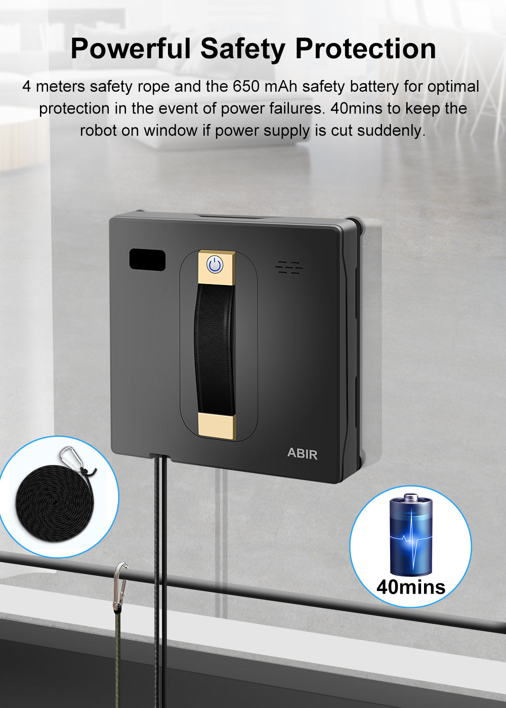 ABIR WD8 Robot Window Cleaning Robot Dual Spray Laser Navigation powerful safety protection