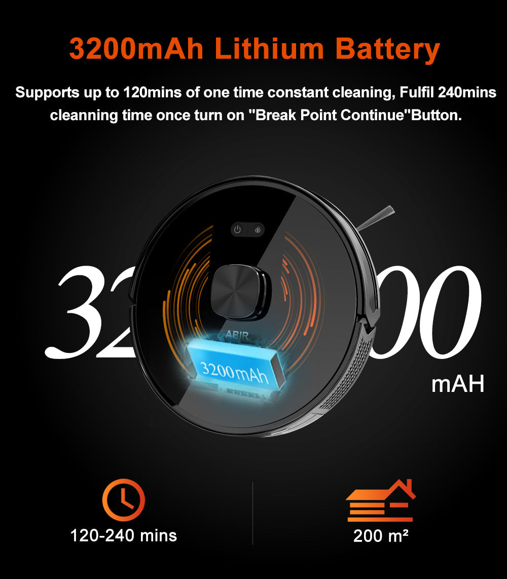 ABIR X9 Robot Vacuum Cleaner Laser Lidar UV Clean 3200mah lithium battery