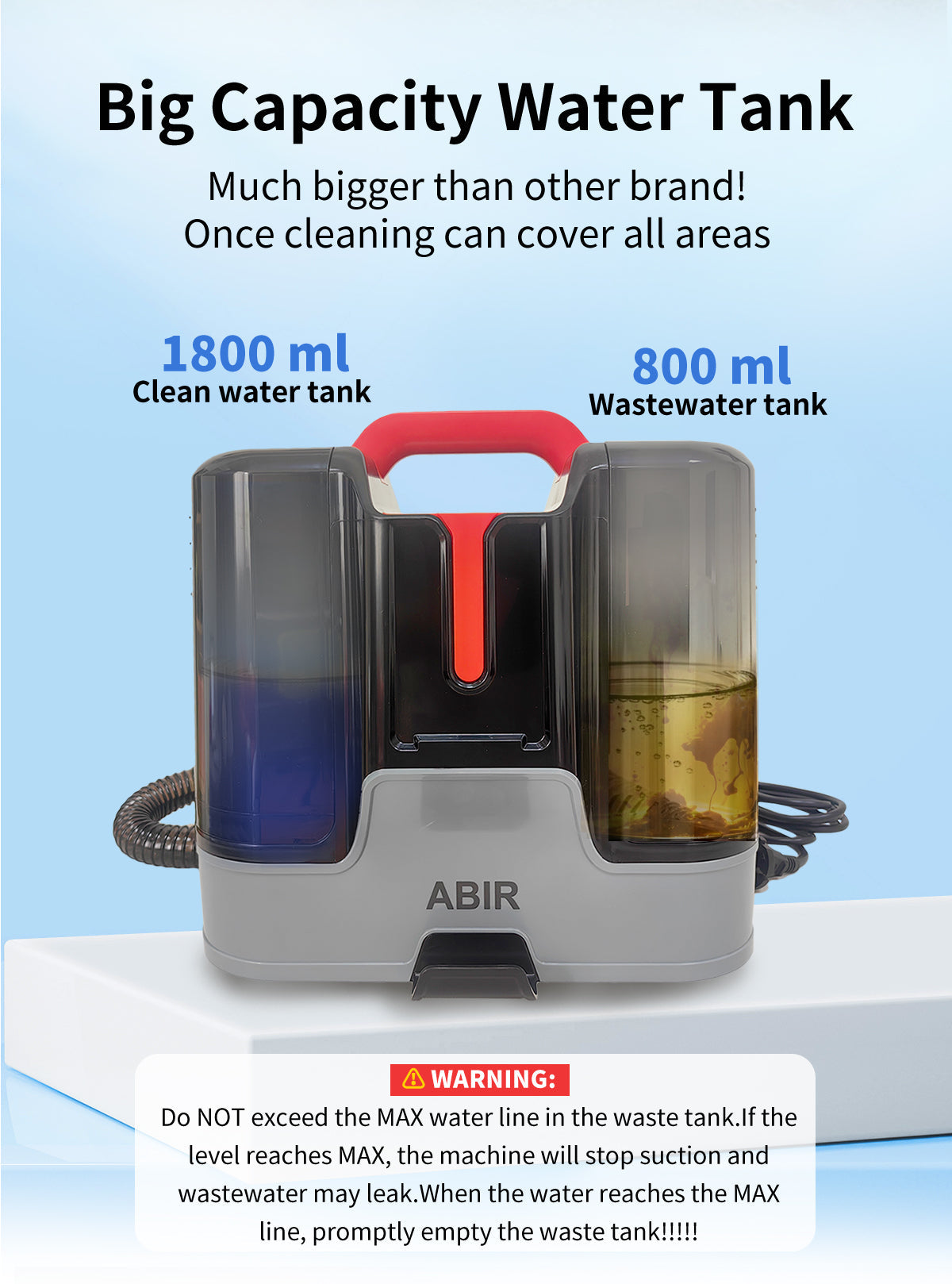 ABIR G80 Handheld Carpet Cleaner 15000Pa Wet Dry Vacuum big capacity water tank