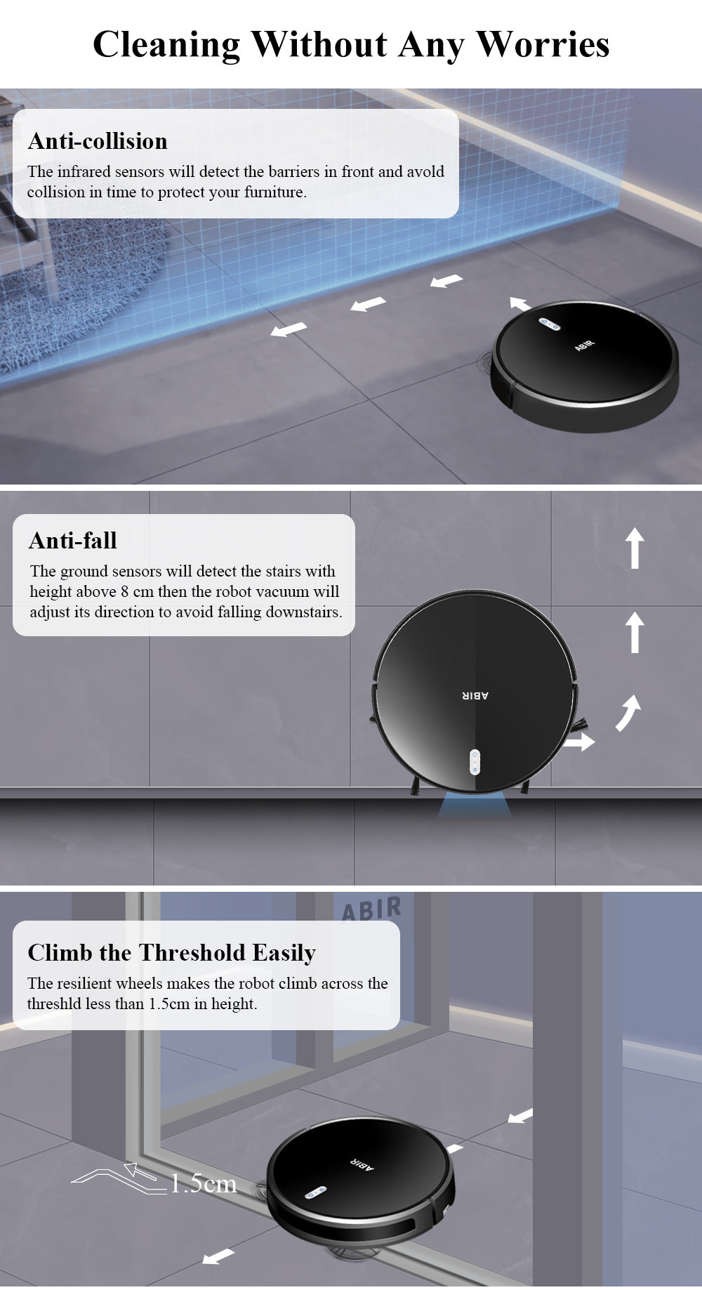 ABIR G20S Robot Vacuum Cleaner Map Memory Wet Mop cleaning without any worry