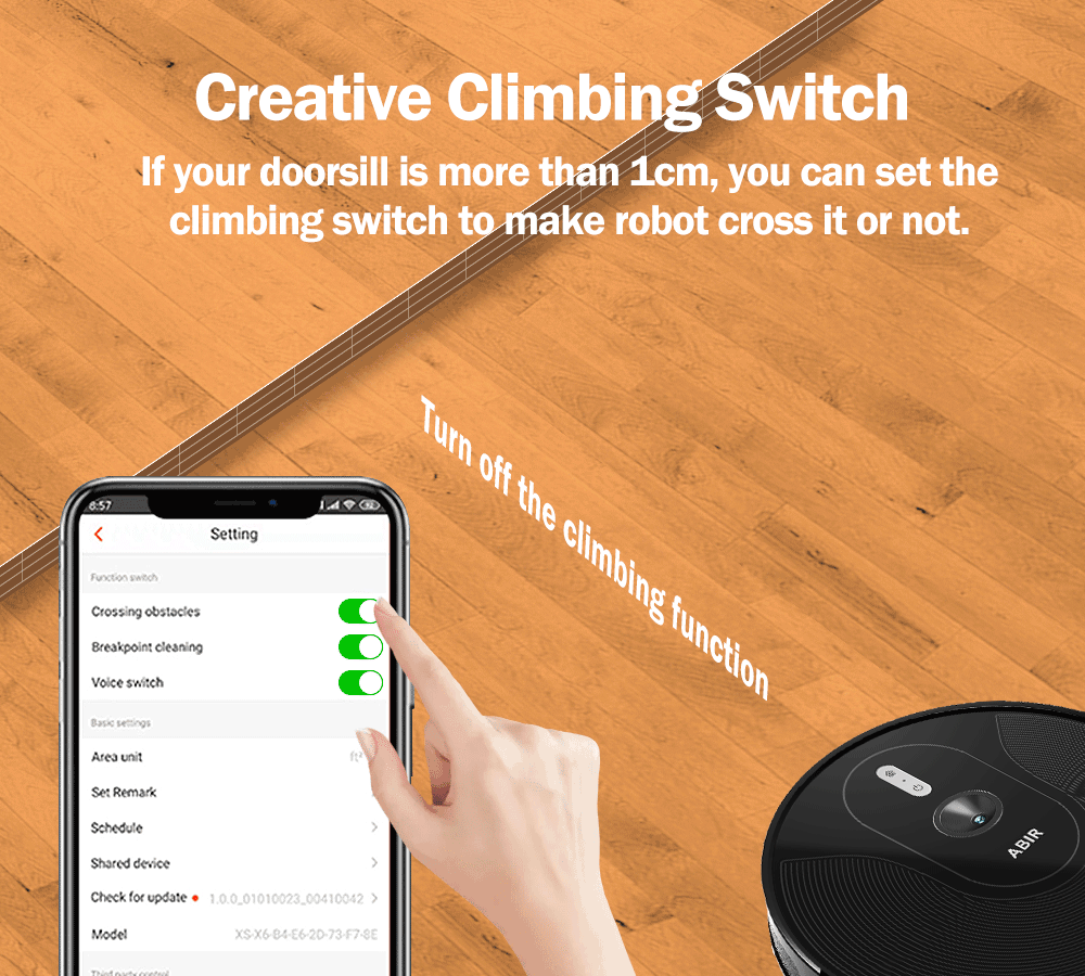 ABIR X6 Robot Vacuum Cleaner Standard and PRO creative climbing switch