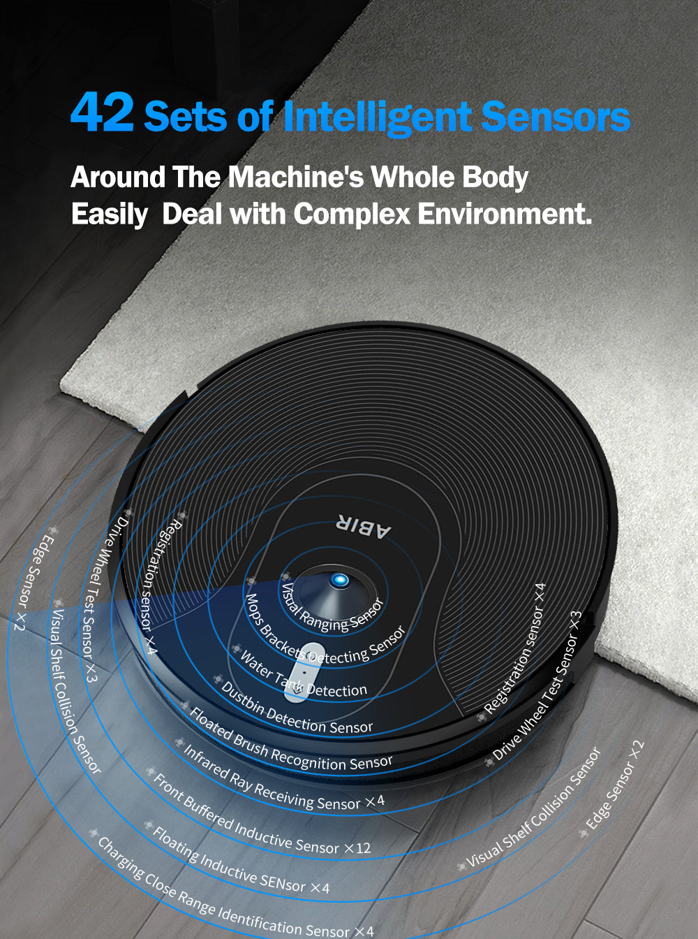 ABIR X6 Robot Vacuum Cleaner Standard and PRO 42 sets of intelligent sensors