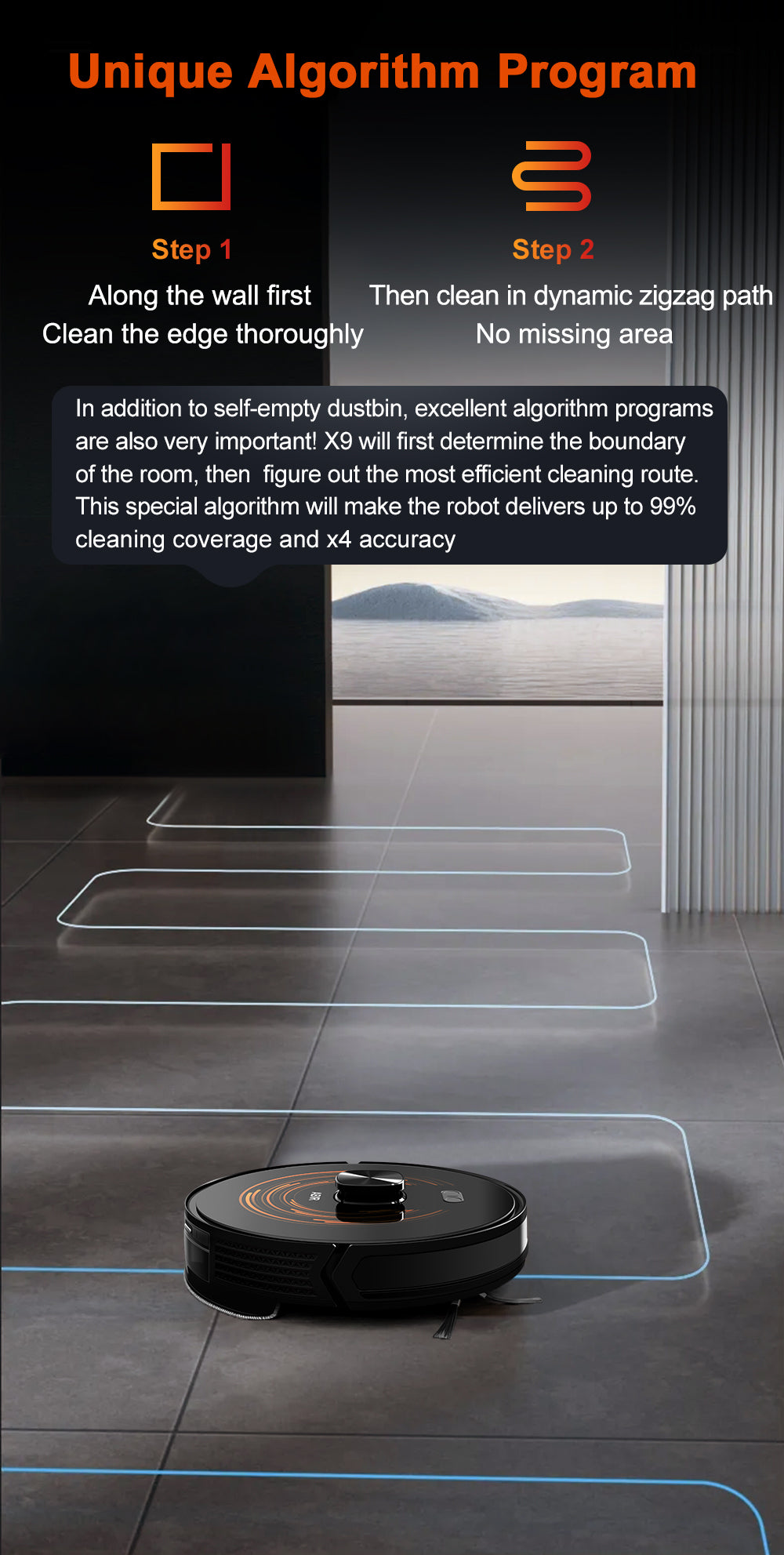 ABIR X9 Robot Vacuum Cleaner Laser Lidar UV Clean unique algorithm program