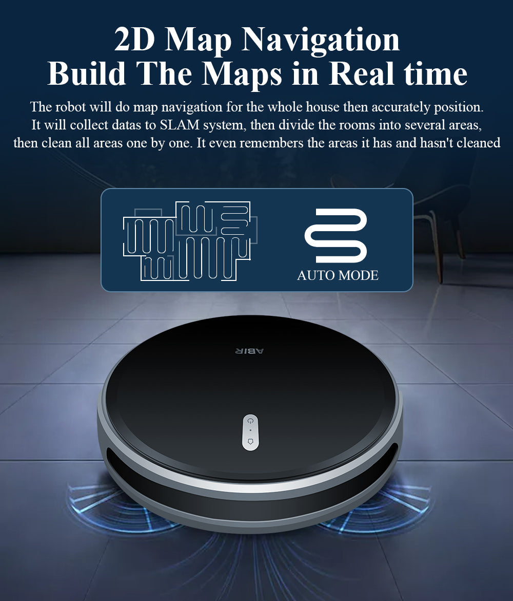 ABIR G20S Robot Vacuum Cleaner Map Memory Wet Mop 2d map natigation build the map in real time
