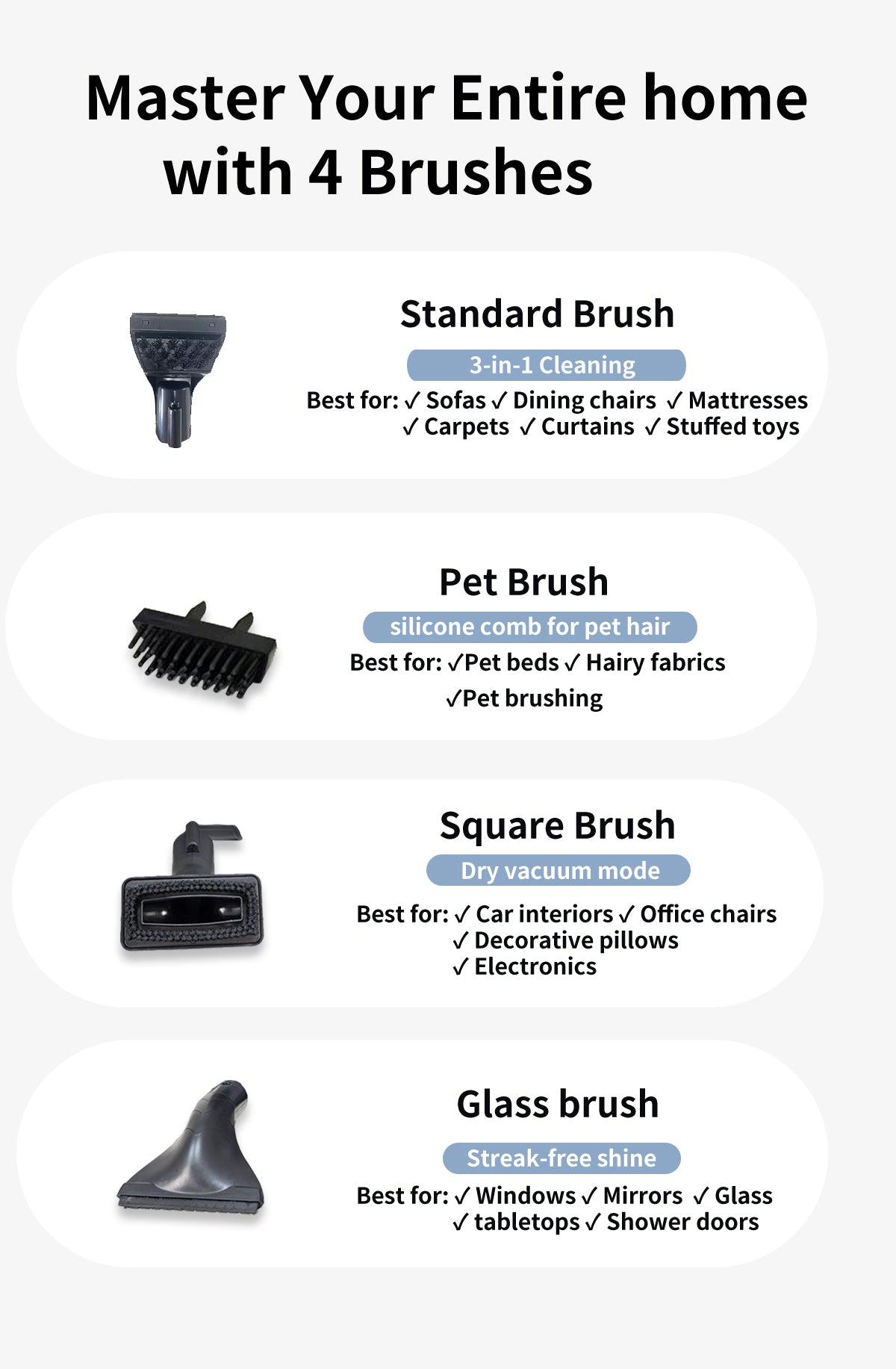 ABIR G80 Handheld Carpet Cleaner 15000Pa Wet Dry Vacuum master your entire home with 4 brushes