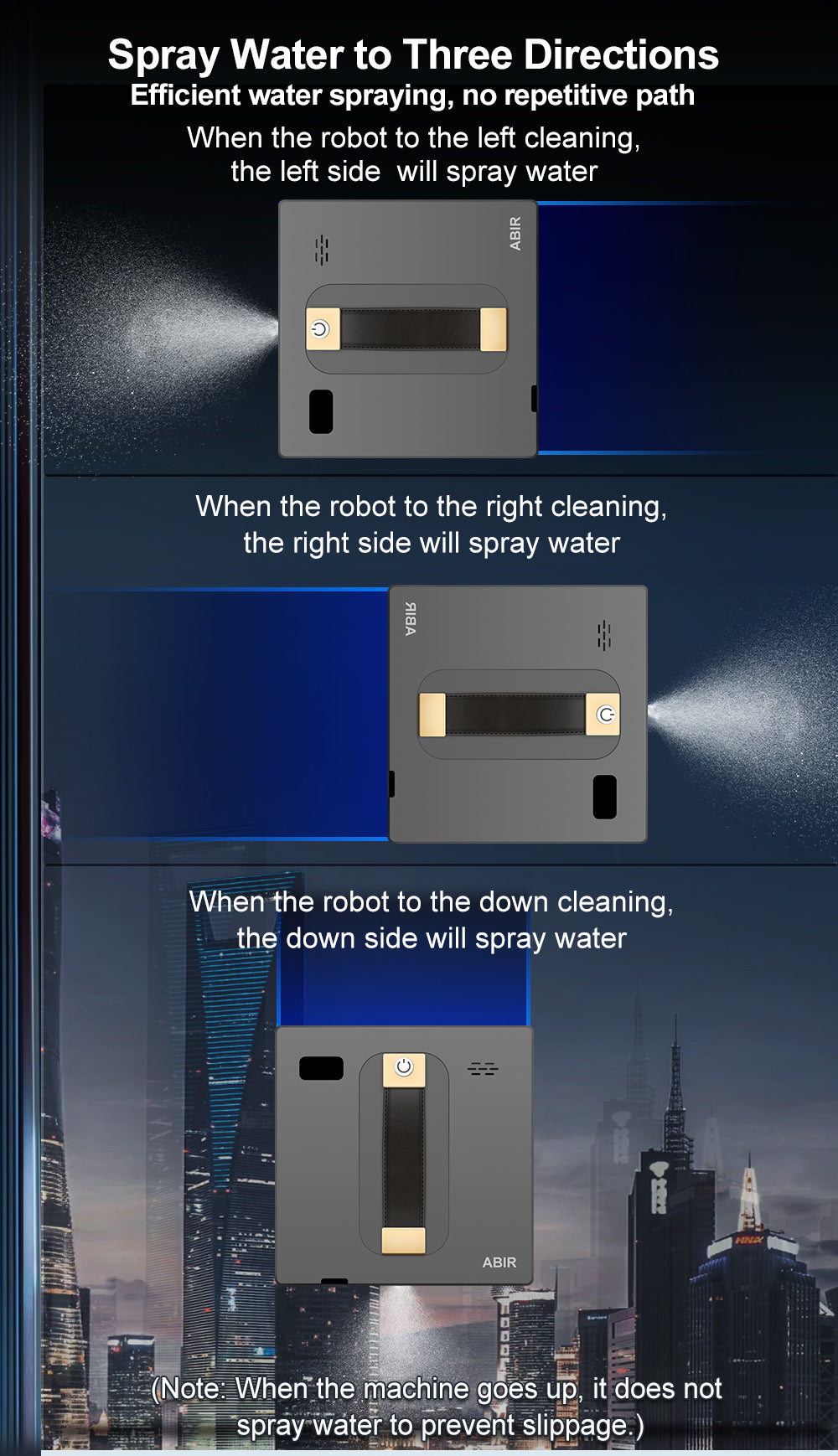 ABIR WD8 Robot Window Cleaning Robot Dual Spray Laser Navigation spray water to three directions