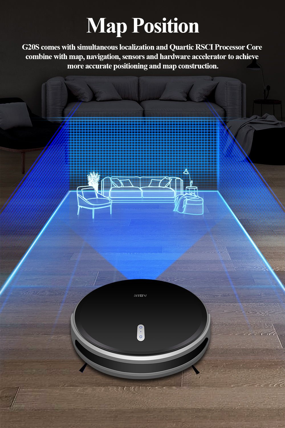 ABIR G20S Robot Vacuum Cleaner Map Memory Wet Mop map position