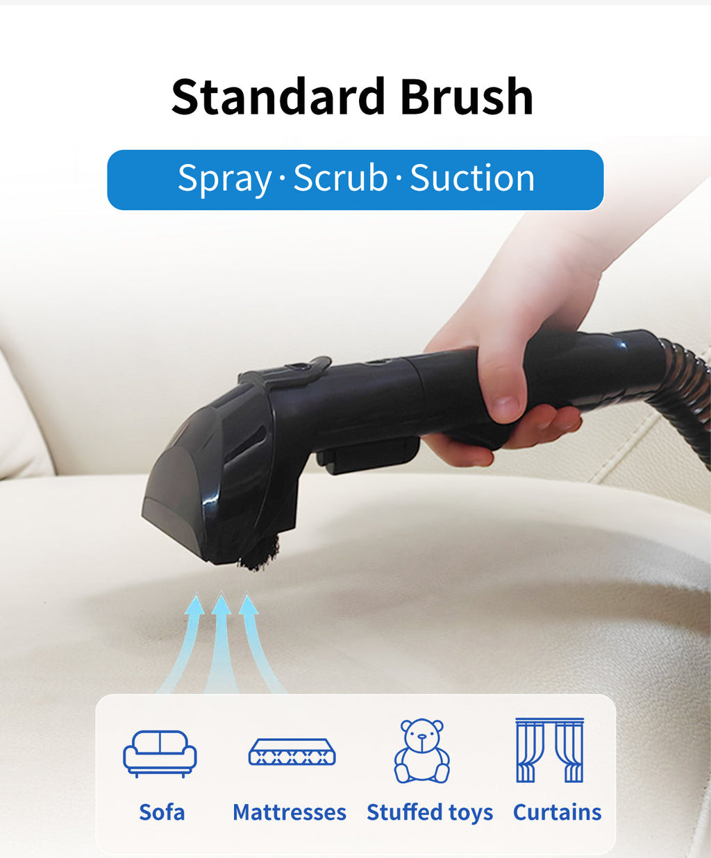 ABIR G80 Handheld Carpet Cleaner 15000Pa Wet Dry Vacuum standard brush spray scrub suction
