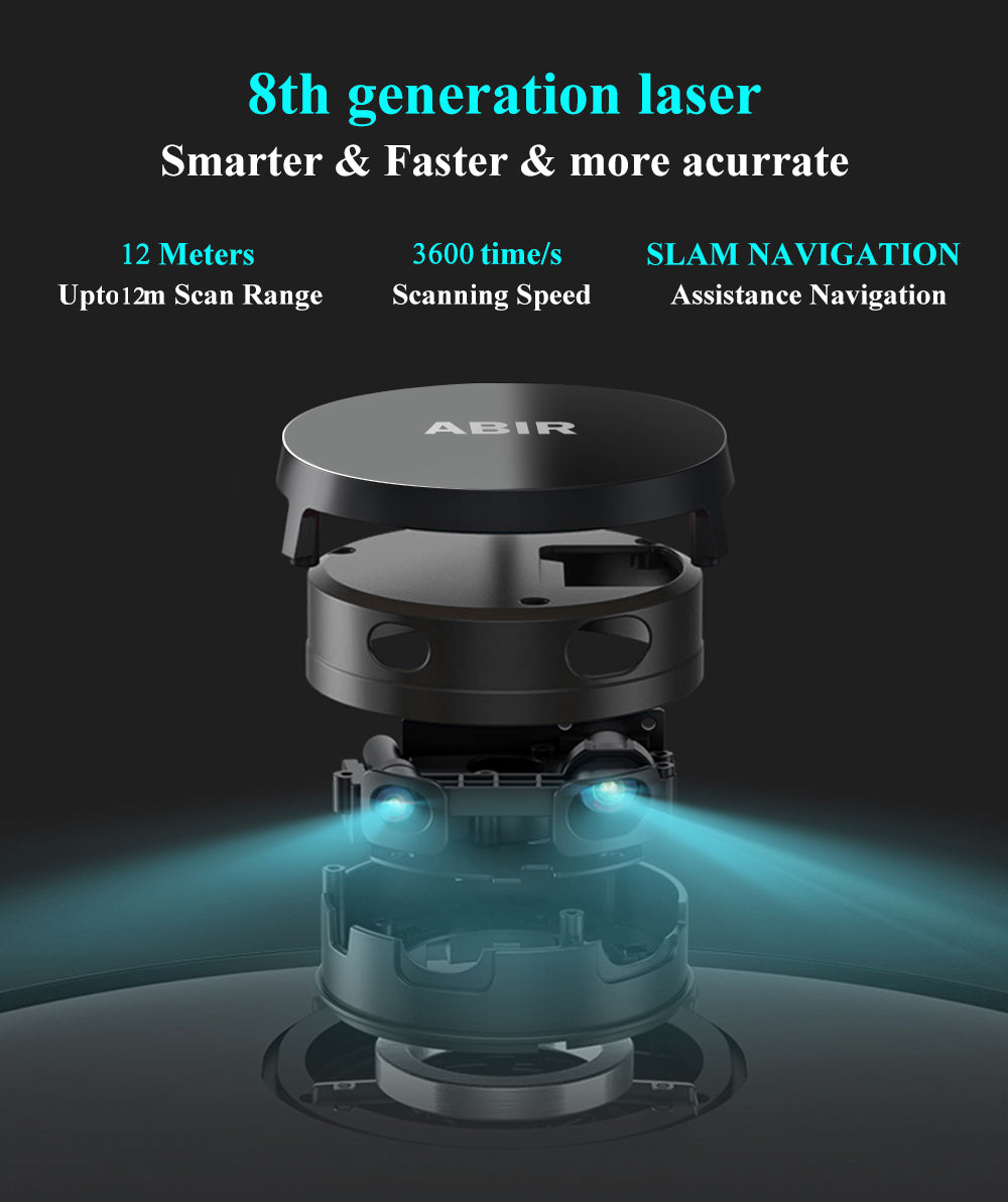 ABIR X8 Robot Vacuum Cleaner Laser Navigation Multi Floor Mapping 8th generation laser