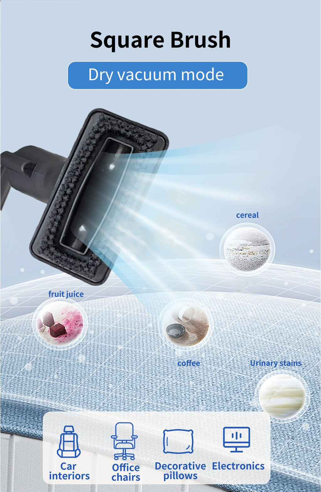 ABIR G80 Handheld Carpet Cleaner 15000Pa Wet Dry Vacuum square brush